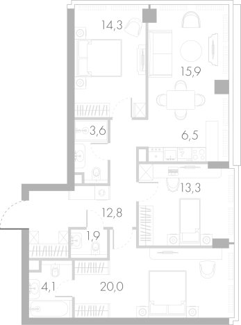 Купить многокомнатную квартиру в ЖК River Park Towers Кутузовский в Москве. Вариант № 74802, 0, площадь -  квм, цена 74821559 рублей