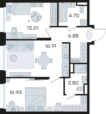 Купить двухкомнатную квартиру в ЖК GloraX Premium Гребной Канал в Нижнем Новгороде. Вариант № 9337163, 0, площадь -  квм, цена 16351350 рублей