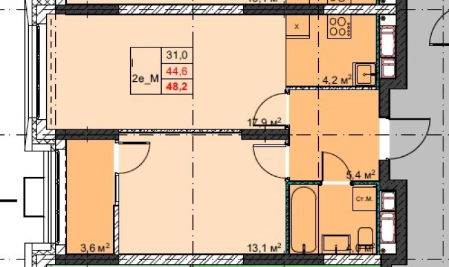 Купить двухкомнатную квартиру в ЖК Футурист в Владивостоке. Вариант № 1140729, 0, площадь -  квм, цена 13192340 рублей