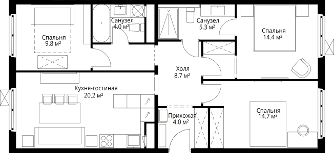 . Вариант № 5832284, 0, площадь - 81.1 квм, цена 18982185 рублей
