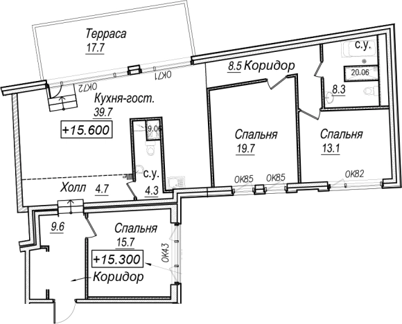 . Вариант № 66502, 0, площадь - 123.6 квм, цена 83841714 рублей