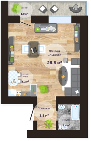 Купить квартиру в ЖК Кирова, 41а в Чите. Вариант № 158959, 0, площадь -  квм, цена 7344000 рублей