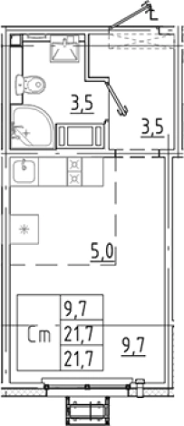 Купить Студию в новостройках в районе Красногвардейский в Санкт-Петербурге. Вариант № 8085868, 0, площадь -  квм, цена 3705795 рублей