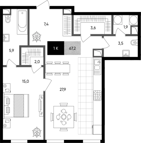 Купить двухкомнатную квартиру в новостройках в районе Таганский в Москве. Вариант № 203359, 0, площадь -  квм, цена 64330161 рублей