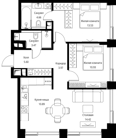 Купить двухкомнатную квартиру в СЗАО в Москве. Вариант № 149234, 0, площадь - квм, цена 30604999 рублей