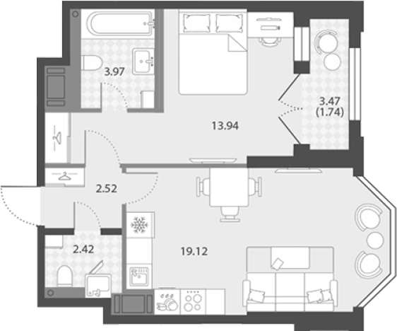 Купить двухкомнатную квартиру в новостройках в ЖК Цивилизация на Неве в Санкт-Петербурге. Вариант № 7851201, 0, площадь -  квм, цена 13844049 рублей