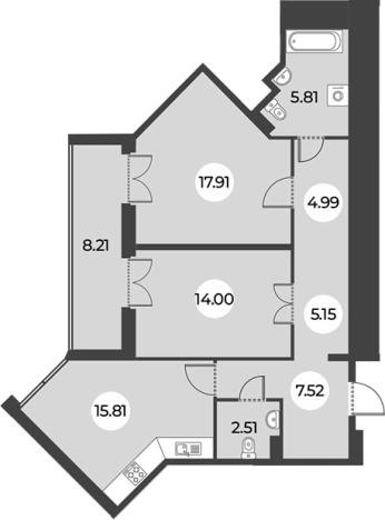 . Вариант № 7254297, 0, площадь - 73.7 квм, цена 18905000 рублей