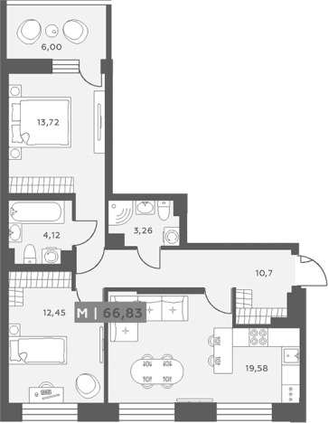 Купить трехкомнатную квартиру у метро Улица Дыбенко в Кудрове. Вариант № 6218029, 0, площадь -  квм, цена 11485724 рублей