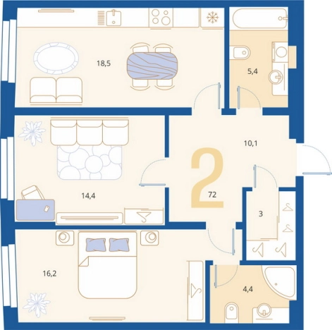 Купить двухкомнатную квартиру в районе Октябрьский в Пензе. Вариант № 7852662, 0, площадь -  квм, цена 6912000 рублей