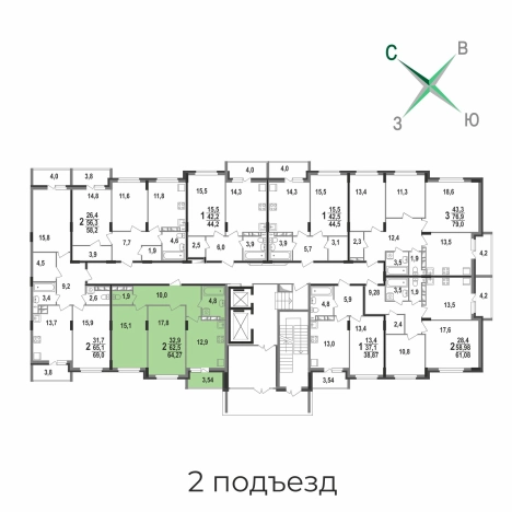 Купить двухкомнатную квартиру в ЖК "Чайковский" в Коврове. Вариант № 146442, 2, площадь -  квм, цена 5845357 рублей