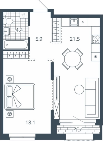 Купить однокомнатную квартиру в ЖК Жилой комплекс "Scala city" в Пензе. Вариант № 9678589, 0, площадь -  квм, цена 7069200 рублей