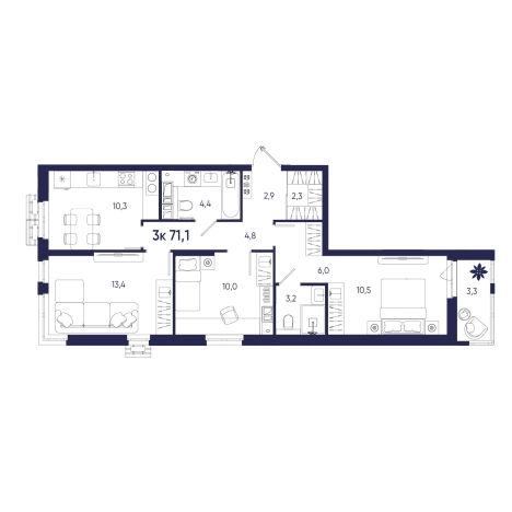 Купить квартиру на улице Ударная в Пензе. Вариант № 10320364, 0, площадь -  квм, цена 6363450 рублей