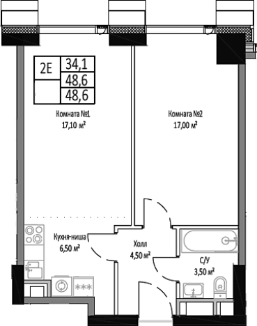 Купить двухкомнатную квартиру у метро Ростокино в Москве. Вариант № 104257, 0, площадь -  квм, цена 14531400 рублей