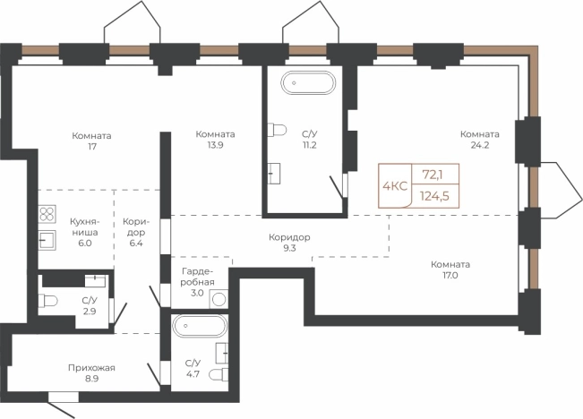 . Вариант № 6841107, 0, площадь - 123.9 квм, цена 30018492 рублей