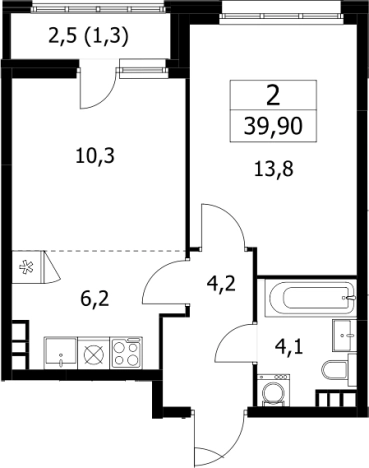 Купить двухкомнатную квартиру в ЖК Дзен-кварталы в Москве. Вариант № 96125, 0, площадь -  квм, цена 10066220 рублей