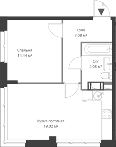 . Вариант № 6058271, 0, площадь - 40.56 квм, цена 6408590 рублей