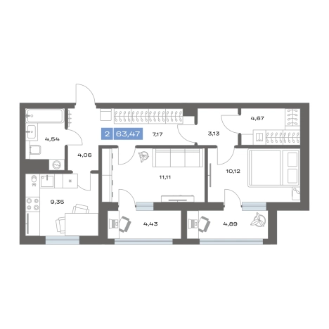 Купить двухкомнатную квартиру на улице переулок Радищева в Тобольске. Вариант № 101628, 0, площадь -  квм, цена 6330000 рублей