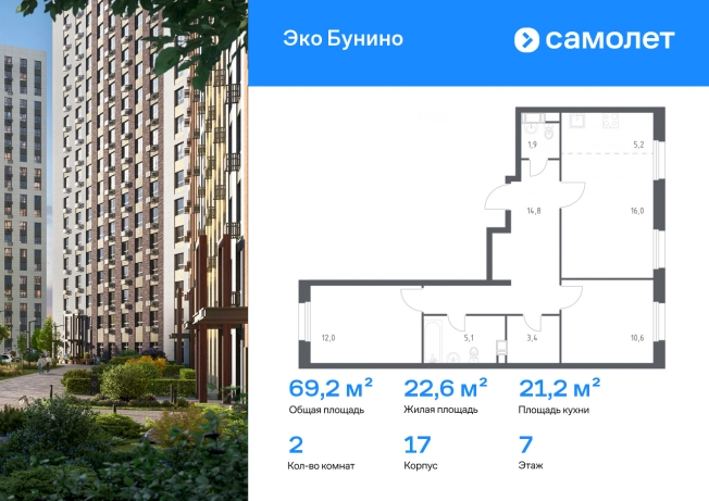 Купить квартиру на улице проспект Куприна в Москве. Вариант № 10315961, 0, площадь -  квм, цена 15813857 рублей