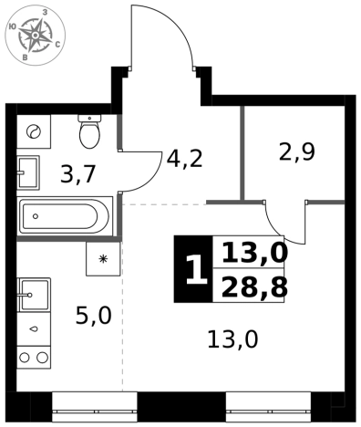 Купить однокомнатную квартиру в новостройках у метро Щелковская в Москве. Вариант № 9716376, 0, площадь -  квм, цена 17055360 рублей