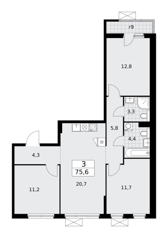 Купить трехкомнатную квартиру в Микрорайоне Марьинский Парк, район Марьино в Москве. Вариант № 489537, 0, площадь -  квм, цена 21967848 рублей