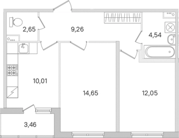 Купить двухкомнатную квартиру у метро Проспект Большевиков в Ленинградской области. Вариант № 8489071, 0, площадь -  квм, цена 8351436 рублей