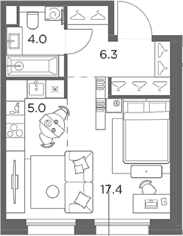. Вариант № 138122, 0, площадь - 32.7 квм, цена 10053811 рублей