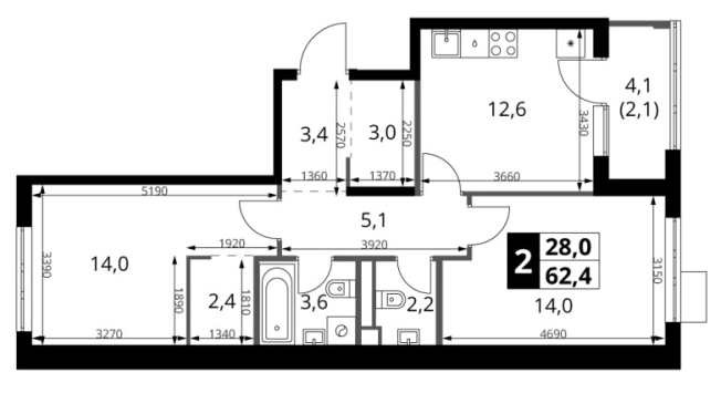 Купить двухкомнатную квартиру в новостройках у метро Корниловская в Москве. Вариант № 9809846, 0, площадь -  квм, цена 20499110 рублей
