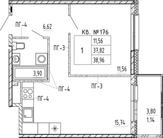 Купить однокомнатную квартиру в новостройках в ЖК PlUS Пулковский в Санкт-Петербурге. Вариант № 5586323, 0, площадь -  квм, цена 8395880 рублей