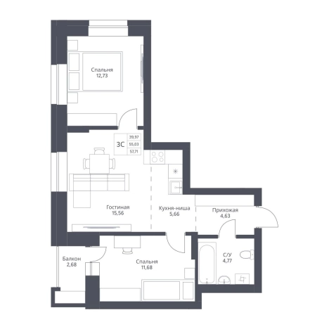 Купить трехкомнатную квартиру в ЖК Актив (Новосибирск) в Новосибирске. Вариант № 10031210, 0, площадь -  квм, цена 11592000 рублей