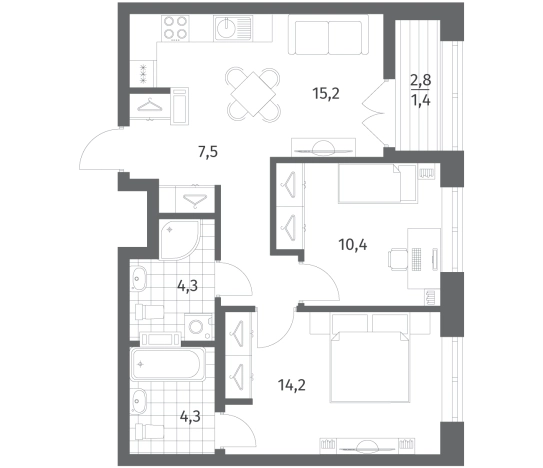 Купить трехкомнатную квартиру в ЖК NEWПИТЕР в Ленинградской области. Вариант № 5258491, 0, площадь - квм, цена 9825000 рублей