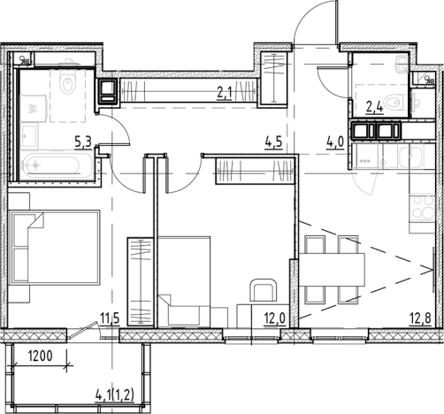 . Вариант № 7838457, 0, площадь - 54.6 квм, цена 8604360 рублей