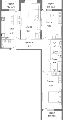 Купить трехкомнатную квартиру в ЖК Riga Hills (Рига Хиллс) в Московской области. Вариант № 138646, 0, площадь -  квм, цена 18409600 рублей
