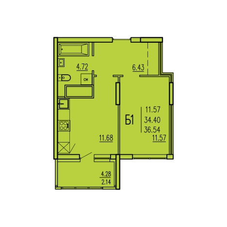 Купить однокомнатную квартиру в ЖК Жилой комплекс "Акварель" в Пензе. Вариант № 119959, 0, площадь -  квм, цена 3650346 рублей
