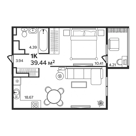 Купить однокомнатную квартиру в Микрорайоне Центральный, Выборг в Выборге. Вариант № 7828064, 0, площадь -  квм, цена 6428720 рублей