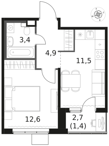 Купить однокомнатную квартиру у метро Физтех в Химках. Вариант № 9701474, 0, площадь -  квм, цена 9653280 рублей