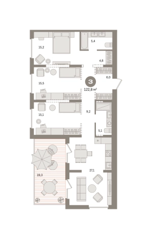 Купить трехкомнатную квартиру у метро Домодедовская в Видном. Вариант № 8538770, 0, площадь -  квм, цена 18700000 рублей