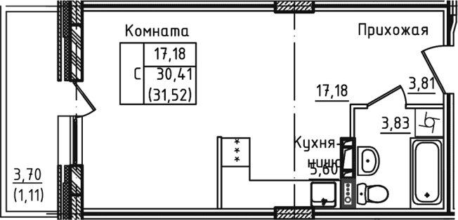 Купить Студию на улице 2-й Восточный проезд в Московской области. Вариант № 128877, 0, площадь -  квм, цена 4669640 рублей
