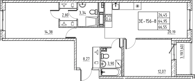 Купить трехкомнатную квартиру в ЖК Энфилд в Ленинградской области. Вариант № 7830949, 0, площадь - квм, цена 11469893 рублей