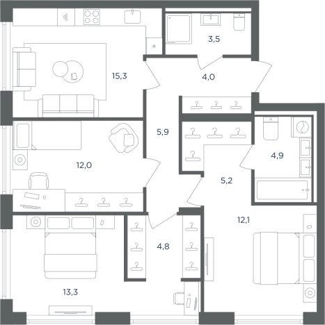 . Вариант № 160656, 0, площадь - 81 квм, цена 18045876 рублей