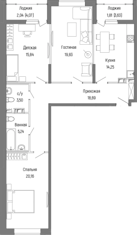 . Вариант № 138772, 0, площадь - 97.52 квм, цена 16280000 рублей