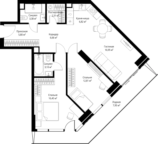 . Вариант № 143837, 0, площадь - 82.23 квм, цена 49403784 рублей