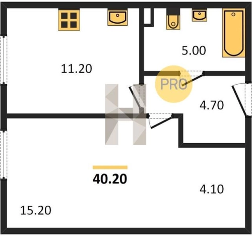 Купить однокомнатную квартиру в ЖК Гагарин в Ижевске. Вариант № 61845, 0, площадь -  квм, цена 2979200 рублей