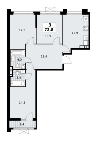 Купить квартиру у метро Прокшино в Москве. Вариант № 3785063, 0, площадь -  квм, цена 23489648 рублей