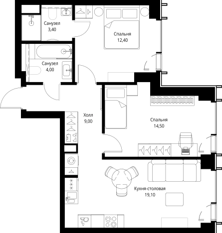 Купить двухкомнатную квартиру в новостройках в ЖК VEER в Москве. Вариант № 10380586, 0, площадь -  квм, цена 36067200 рублей