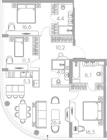 Купить многокомнатную квартиру в ЖК River Park Towers Кутузовский в Москве. Вариант № 105337, 0, площадь -  квм, цена 81204159 рублей