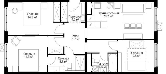 Купить трехкомнатную квартиру у метро Домодедовская в Видном. Вариант № 2891826, 0, площадь -  квм, цена 20892618 рублей