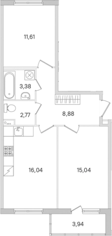 Купить двухкомнатную квартиру в новостройках у метро Проспект Большевиков в Ленинградской области. Вариант № 8488872, 0, площадь - квм, цена 8969688 рублей