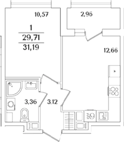 Купить однокомнатную квартиру в новостройках у метро Выборгская в Санкт-Петербурге. Вариант № 6233319, 0, площадь -  квм, цена 11522398 рублей