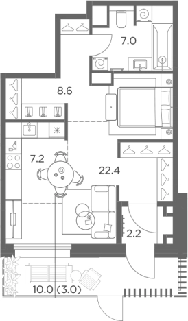 Купить Студию в ЖК Станиславский в Московской области. Вариант № 138131, 0, площадь -  квм, цена 13997693 рублей