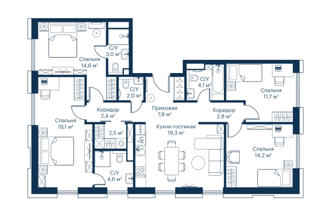 Купить четырехкомнатную квартиру в ЖК City Bay в Москве. Вариант № 149229, 0, площадь -  квм, цена 48300330 рублей